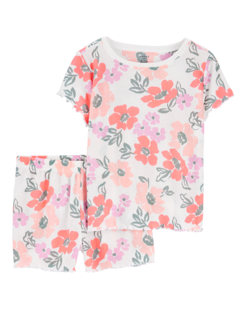 Girls 2-Piece Floral Loose Fit Pajamas, 