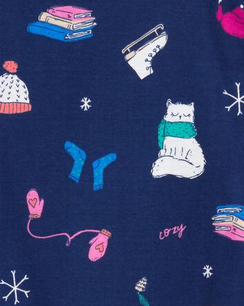 Toddler 4-Piece Winter Print Cotton Blend Pajamas, 