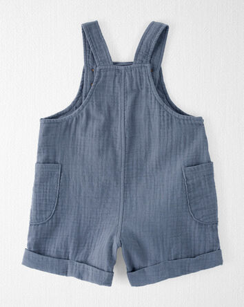 Organic Cotton Gauze Shortalls in Blue, 