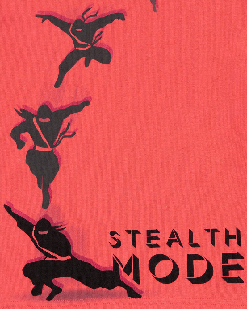 Kid Ninja Print Snug Fit Cotton 4-Piece Pajamas, image 2 of 4 slides