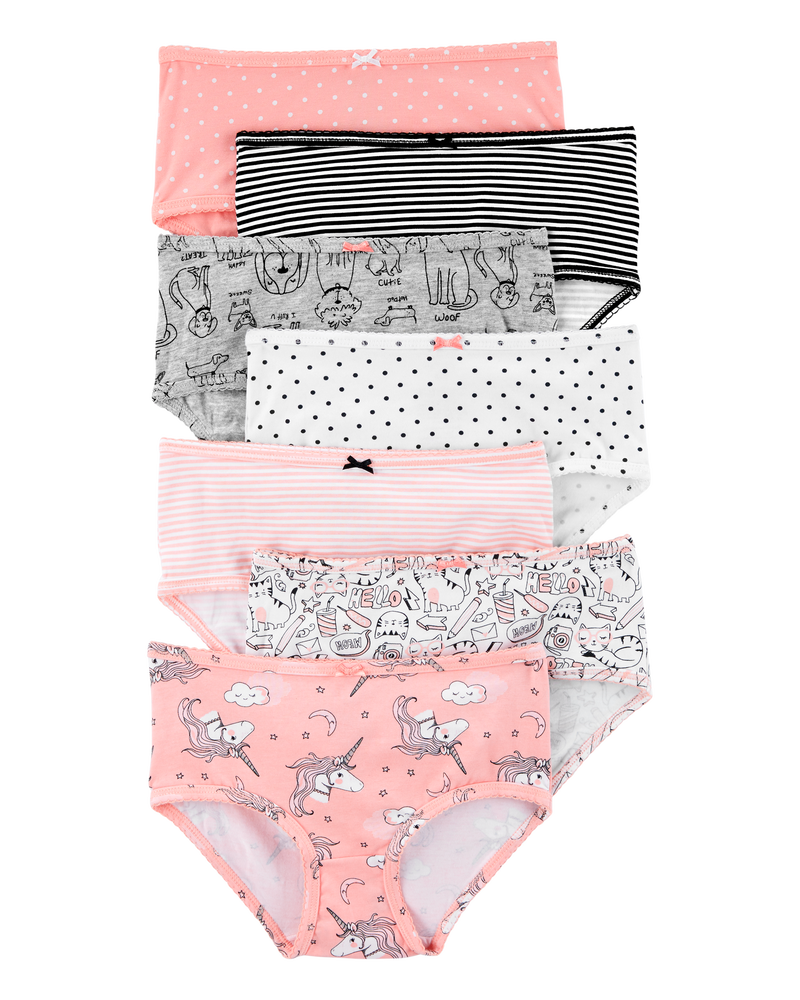 Kid 7-Pack Unicorn Print Brief Stretch Cotton Underwear, image 1 of 2 slides