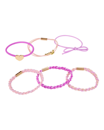 Toddler 6-Pack Ponytail Hairbands - Purple/Pink, 