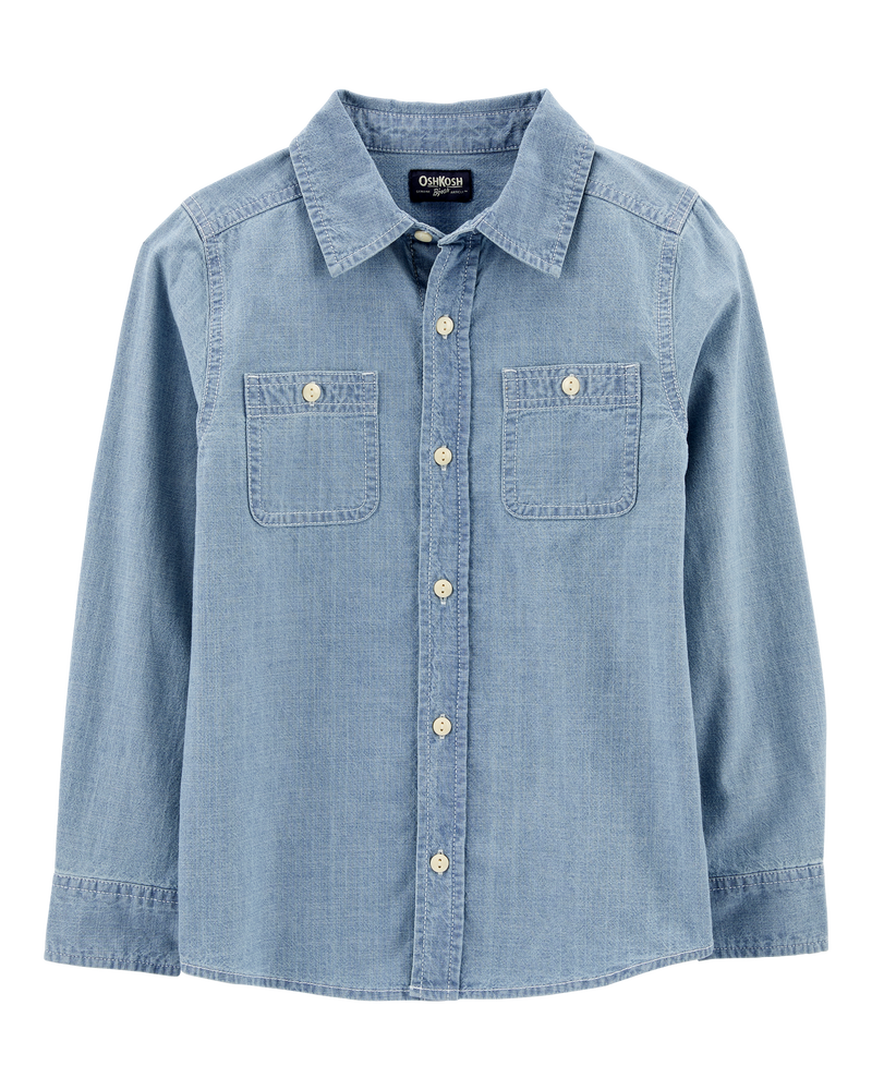Kid Button-Front Chambray Shirt, image 1 of 5 slides