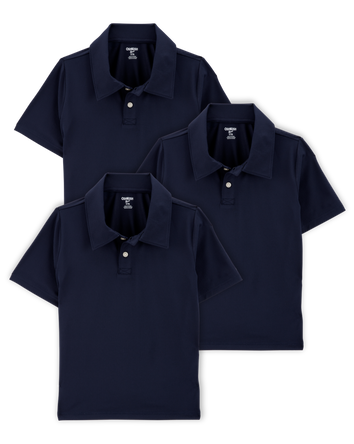 Kid 3-Pack Active Uniform Polo Shirts in Moisture Wicking BeCool™ Fabric - Navy, 
