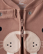 Baby Boy Walrus Loose Fit 2-Way Zip 1-Piece Pajamas - Brown, image 3 of 5 slides