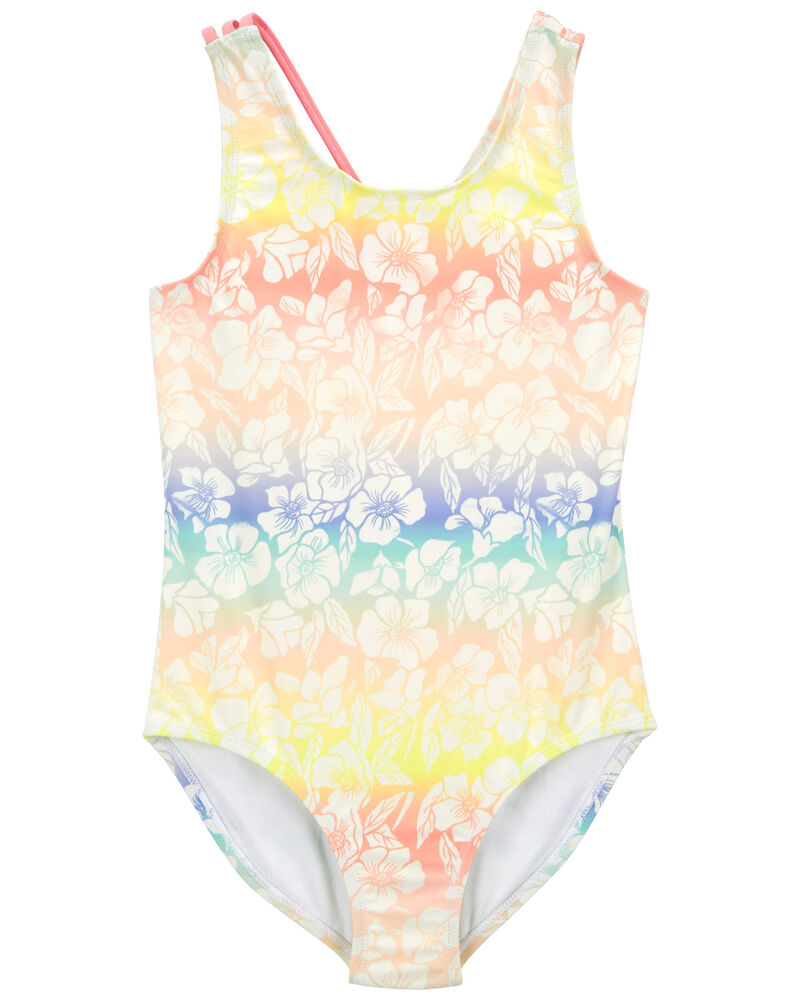 Kid Floral Print 1-Piece Swimsuit, image 1 of 4 slides