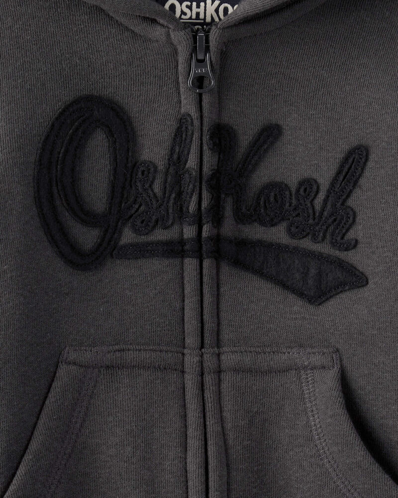 Baby Boy OshKosh Fleece Logo Zip Jacket - Black, image 3 of 4 slides