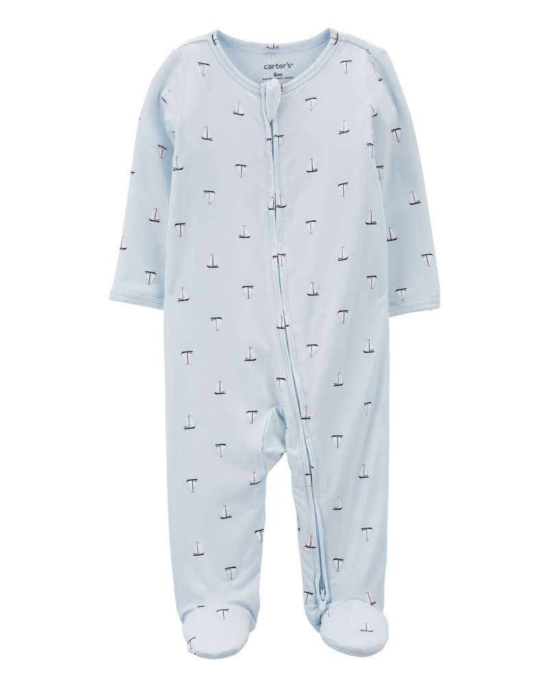 Baby Sailboat Zip-Up PurelySoft Sleep & Play Pajamas, image 1 of 5 slides