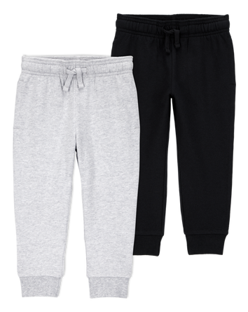 Toddler 2-Pack Pull-On Drawstring Joggers - Grey/Black, 