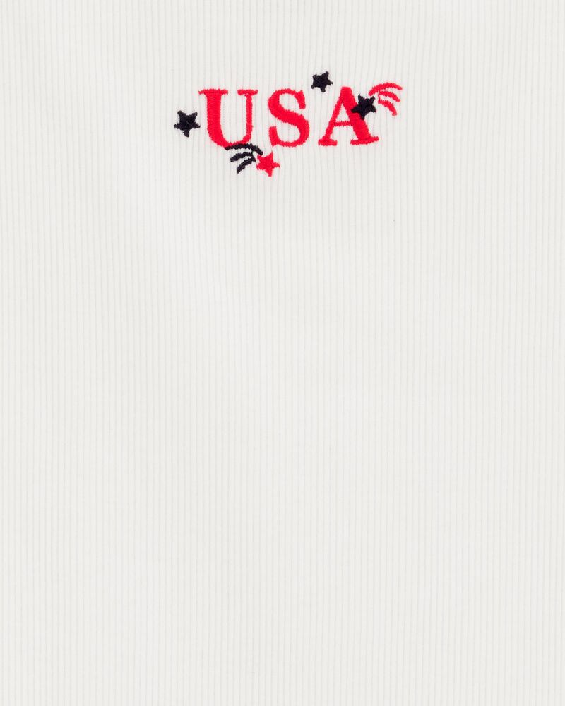 Kid 2-Piece 4th Of July USA Tank & Flowy Pull-On Shorts Set - White/Navy, image 2 of 6 slides