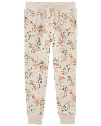 Toddler Vintage Floral Print Pull-On Fleece Pants, 