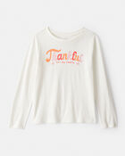Girls Thankful Long-Sleeve Graphic Tee - White, image 1 of 3 slides