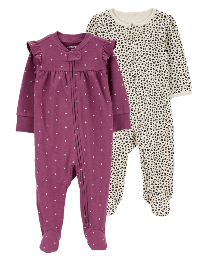 Baby 2-Pack 2-Way Zip Cotton Sleep & Play Pajamas, image 1 of 7 slides
