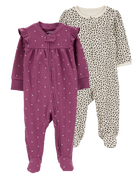 Baby 2-Pack 2-Way Zip Cotton Sleep & Play Pajamas, image 1 of 7 slides