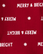 Baby Merry & Bright Christmas Print Cotton Long-Sleeve 2-Piece Pajamas - Red, image 2 of 3 slides