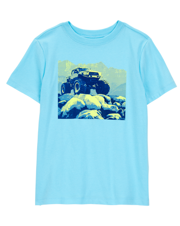 Kid Monster Truck Short-Sleeve Graphic Tee - Turquoise, 