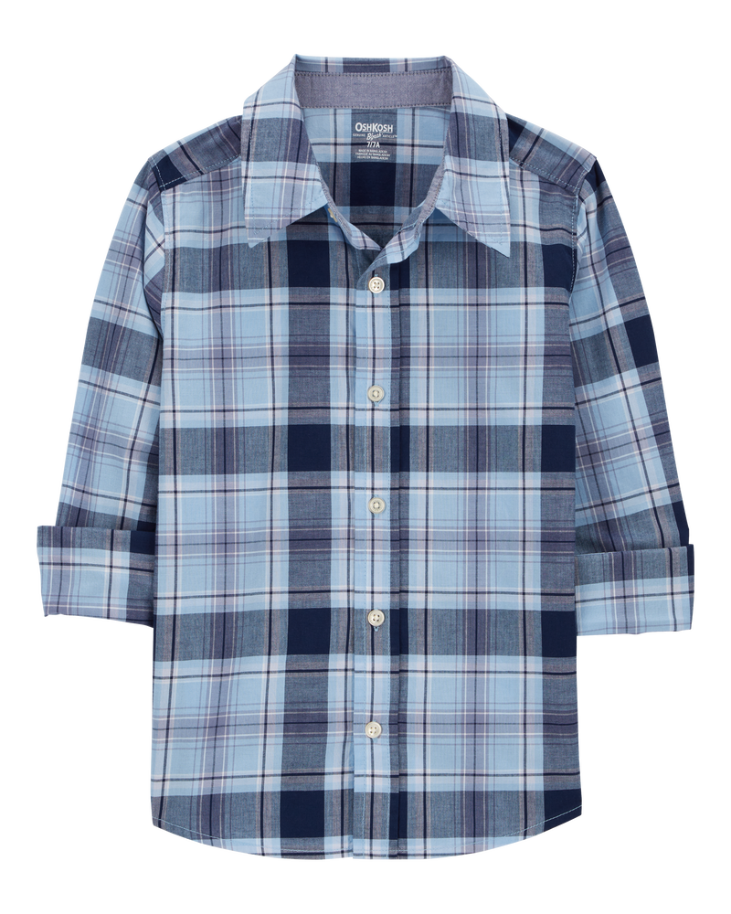 Kid Plaid Button-Front Shirt, image 1 of 4 slides