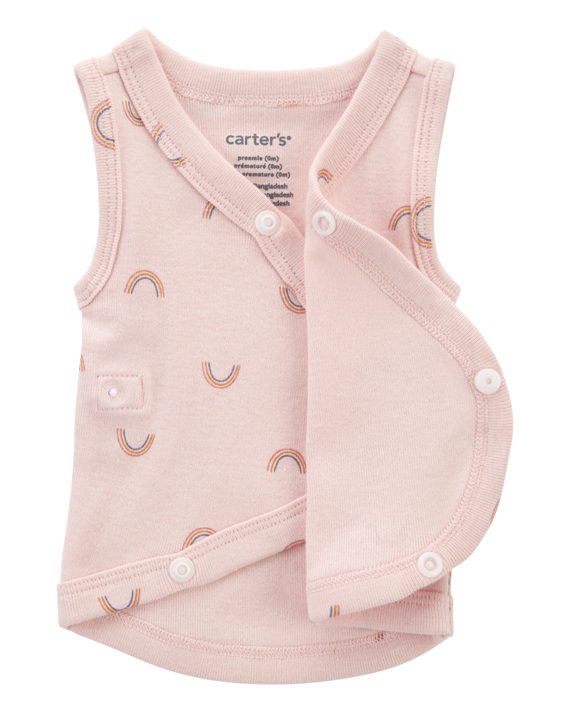 Baby Girl Preemie Rainbow Cotton Tank - Pink, image 4 of 7 slides