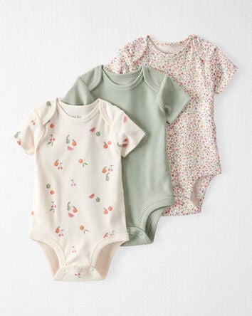 Baby 3-Pack Organic Cotton Rib Bodysuits, 