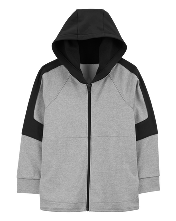 Kid Colorblock Active Mesh Knit Jacket - Grey, 