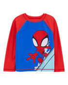 Toddler Marvel™ Spider-Man Long-Sleeve Rashguard Swim Top - Red/Blue, image 1 of 2 slides