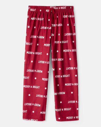 Kid Merry & Bright Christmas Loose Fit Pajama Bottoms - Red, 