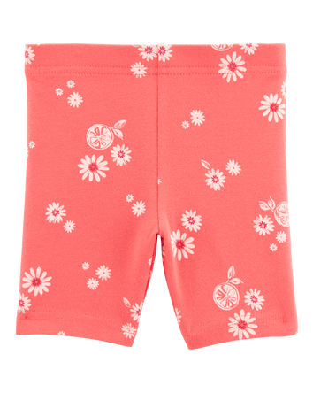 Baby Girl Floral Bike Shorts - Orange, 