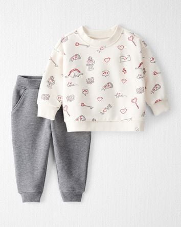 Baby 2-Piece Organic Cotton Set in Little Loves Print , 