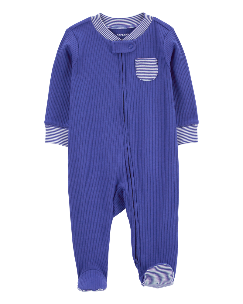 Baby Striped 2-Way Zip Sleep & Play Pajamas, image 4 of 8 slides