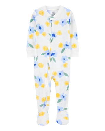 Baby Floral Waffle Knit Footie 1-Piece Pajamas, 