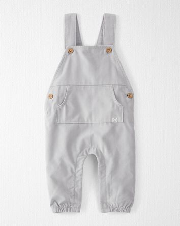 Baby Organic Cotton Cozy Lined Corduroy Overalls in Light Gray, 