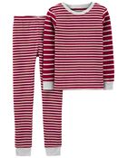 Kid 2-Piece Striped Snug Fit Cotton Pajamas, image 1 of 2 slides