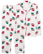 2-Piece Santa Fleece Coat Style Pajamas, image 1 of 4 slides