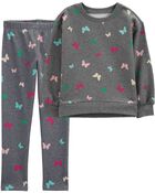 Kid 2-Piece Butterfly Sweathsirt & Fleece Leggings Set, image 1 of 7 slides