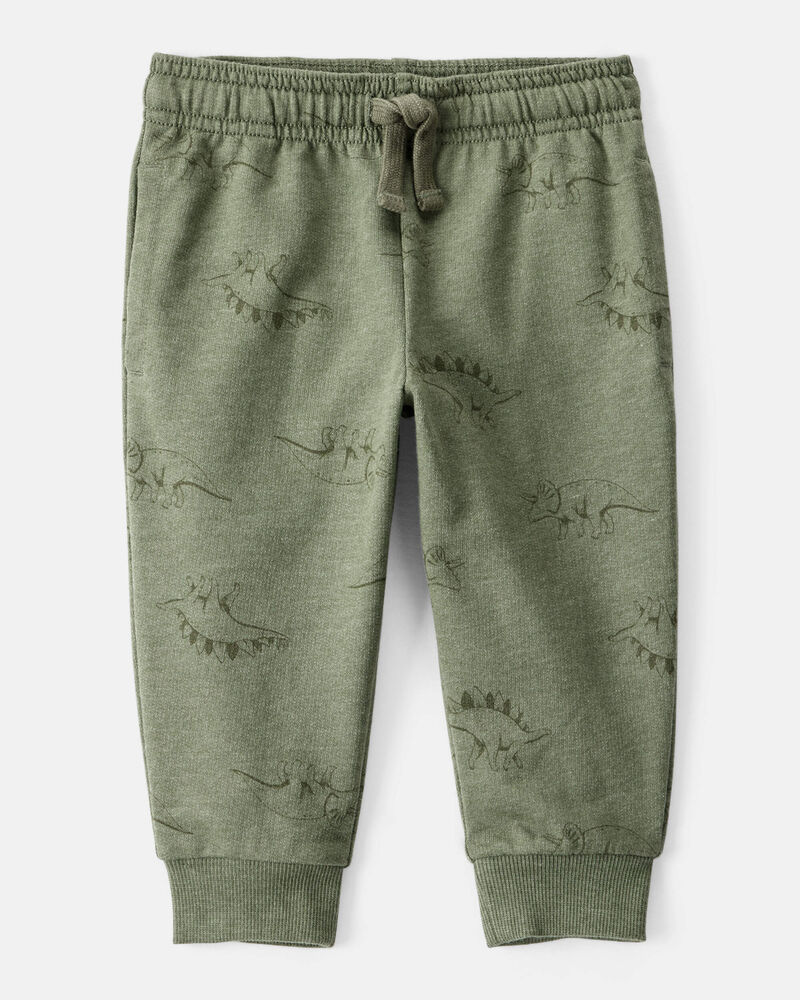 Baby Boy Dinosaur French Terry Jogger - Green, image 1 of 4 slides