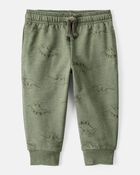Baby Boy Dinosaur French Terry Jogger - Green, image 1 of 4 slides