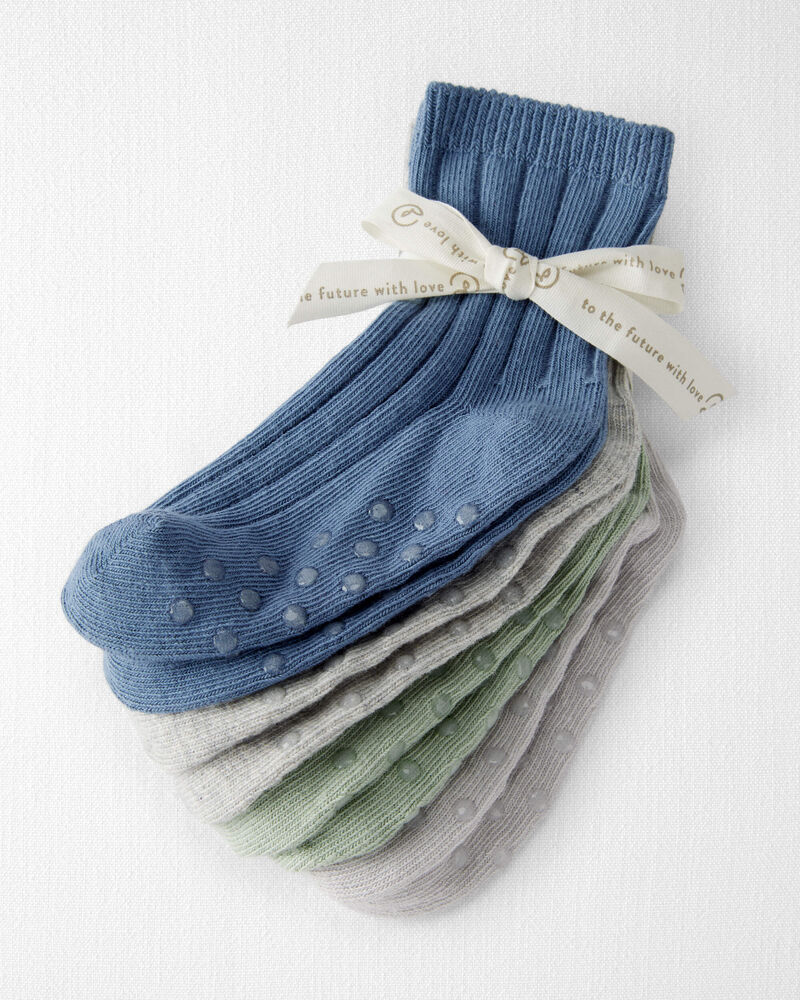 Toddler Girl 4-Pack No-Slip Socks Made with Organic Cotton, image 2 of 4 slides
