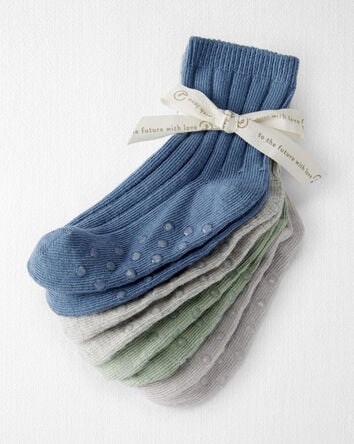 Toddler Girl 4-Pack No-Slip Socks Made with Organic Cotton, 