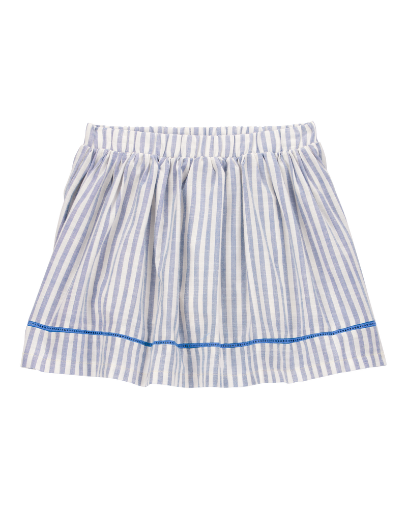 Toddler Striped Linen Look-Alike Pull-On Skort, image 1 of 6 slides