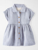 Beats Blue Stripe - Baby Organic Cotton Striped Button-Front Dress