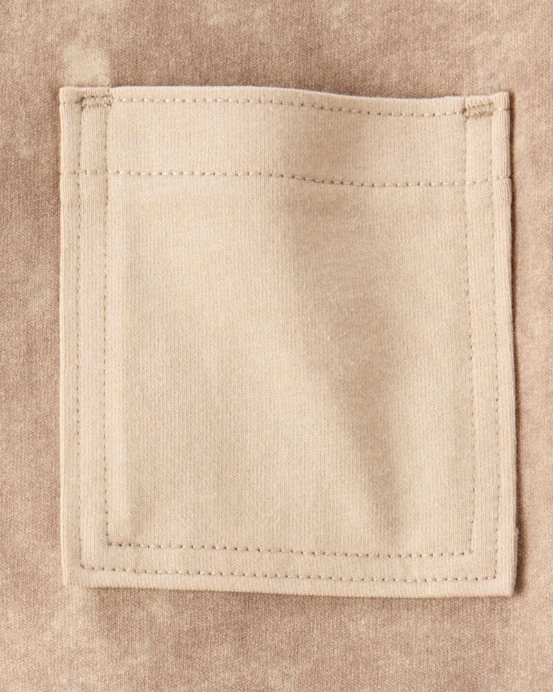 Boys Acid Wash Cotton Short-Sleeve Pocket Tee - Brown, image 2 of 3 slides