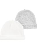Grey/White - Baby 2-Pack Caps