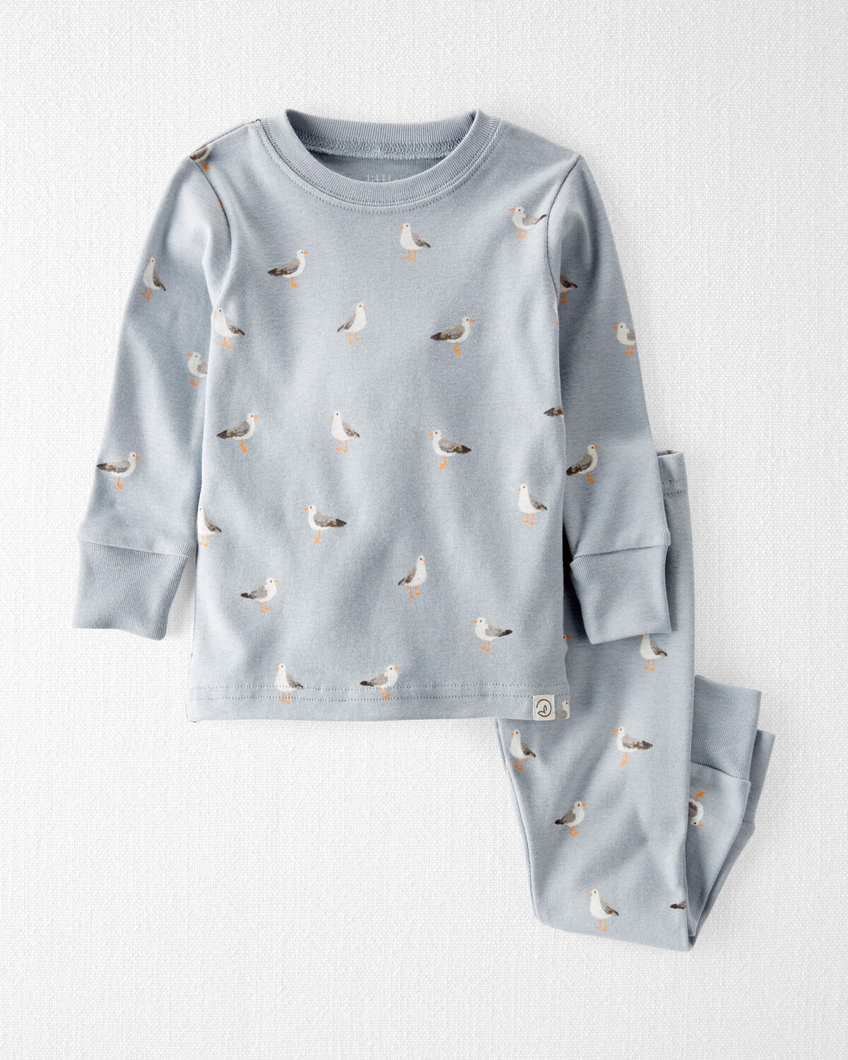 Beach Seagull Print Baby Organic Cotton Pajamas Set