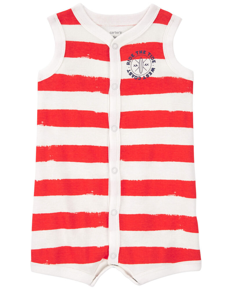 Baby Striped Snap-Up Romper, image 1 of 3 slides