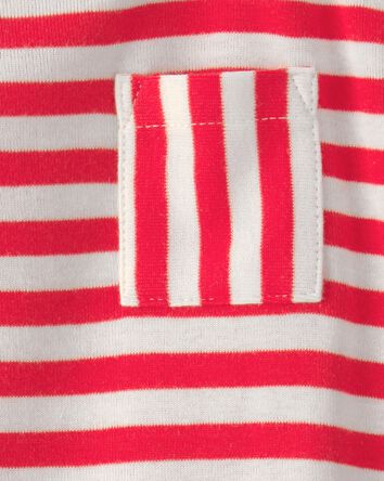 Baby Stripe Short-Sleeve Romper - Red/White, 