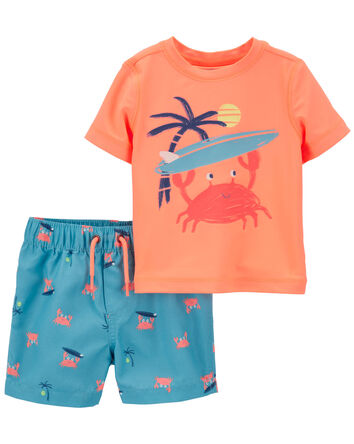 Baby 2-Piece Crab Rashguard Swim Set, 