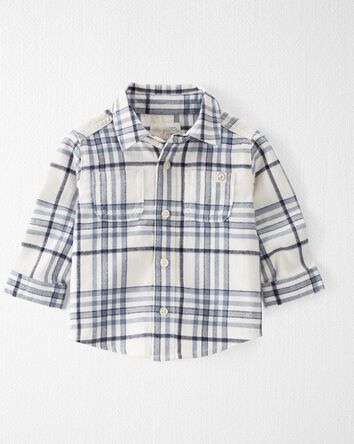 Baby Organic Cotton Cozy Flannel Button-Front Shirt, 
