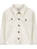 White - Kid Soft French Terry Button-Front Shacket