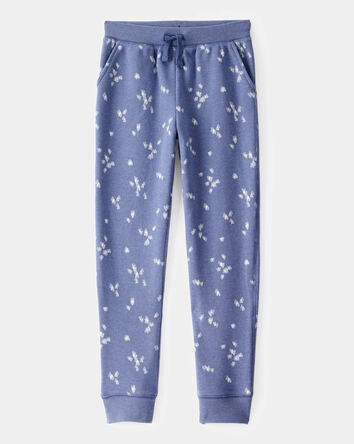 Girls Floral Print DayDream Fleece Drawstring Joggers - Blue, 