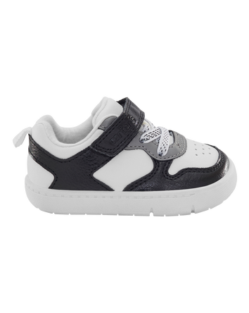 Baby Every Step® First Walker Faux Leather Fashion Sneakers - White/Black, 